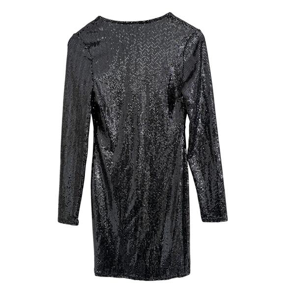 NWT New Look ASOS Silver Mirrored Sequin Twist Mini Dress size 8 - Picture 6 of 7